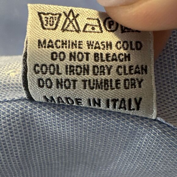 Canali Dress Shirt Long Sleeve Button Up Cotton Made In Italy Mens 43-17 Blue - Picture 11 of 11